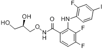CAS:391210-10-9_N-[(2R)-2,3-二羟基丙氧基]-3,4-二氟-2-[(2-氟-4-碘苯)氨基]苯甲酰胺的分子结构