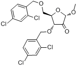 CAS:443642-30-6_1-O-甲基-3,5-二-O-[(2,4-二氯苯基)甲基]-alpha-D-赤式戊呋喃糖苷-2-酮的分子结构