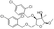 CAS:443642-31-7_1-O-甲基-3,5-二-O-(2,4-二氯苯甲基)-2-甲基-alpha-D-呋喃核糖苷的分子结构