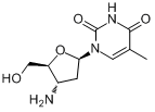 CAS:52450-18-7_3'-氨基-2',3'-双脱氧胸苷的分子结构