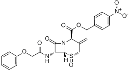 CAS:60771-27-9_[2R-(2alpha,5beta,6alpha,7beta)]-3-亚甲基-8-氧代-7-(苯氧基乙酰氨基)-5-硫杂-1-氮杂双环[4.2.0]辛烷-2-?的分子结构
