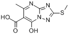 CAS:63059-40-5_7-羟基-5-甲基-2-(甲硫基)-1,2,4-三唑并[1,5-A]嘧啶-6-羧酸的分子结构