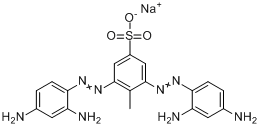 CAS:6441-66-3_3,5-二[(2,4-二氨基苯基)偶氮]-4-甲基苯磺酸钠的分子结构