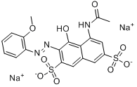 CAS:6625-46-3_5-(乙酰氨基)-4-羟基-3-[(2-甲氧基苯基)偶氮]-2,7-萘二磺酸二钠盐的分子结构