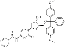 CAS:67219-55-0_5'-O-(4,4'-二甲氧基三苯基)-N(4)-苯甲酰基-2'-脱氧胞苷的分子结构