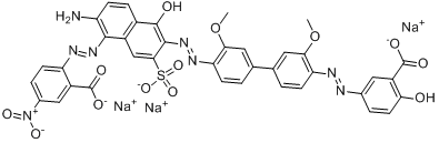 CAS:6739-62-4_2-[[2-氨基-6-[[4'-[(3-羧基-4-羟基苯基)偶氮]-3,3'-二甲氧基(1,1'-二苯基)-4-基]偶氮]-5-羟基-7-磺基-1-萘的分子结构