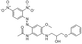 CAS:67874-70-8_N-[2-[(2,4-二硝基苯基)偶氮]-5-[(2-羟基-3-苯氧基丙基)氨基]-4-甲氧基苯基]乙酰胺的分子结构