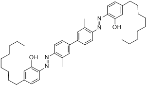 CAS:67990-27-6_2,2'-[(3,3'-二甲基[1,1'-联苯]-4,4'-二基)双(偶氮)]双[4-壬基]苯酚的分子结构