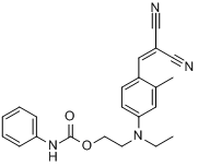 CAS:6858-49-7_[[4-[乙基[2-[[(苯胺基)羰基]氧]乙基]氨基]-2-甲基苯基]亚甲基]丙二腈的分子结构