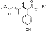 CAS:69416-61-1_(R)-4-羟基-2-[3-甲氧基-1-甲基-3-氧代-1-丙烯基氨基]-单钾盐苯乙酸的分子结构