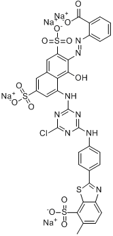 CAS:70209-93-7_2-[[8-[[4-氯-6-[[4-(6-甲基-7-磺基-2-苯并噻唑基)苯基]氨基]-1,3,5-三嗪-2-基]氨基]-1-羟基-3,6-二磺基-2-的分子结构