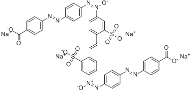 CAS:71873-49-9_4,4'-[1,2-乙烯二基二[(3-磺基-4,1-苯亚基)-ONN-氧化偶氮基-4,1-苯亚基偶氮]二苯甲酸四钠盐的分子结构