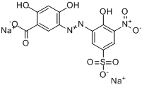 CAS:72152-59-1_2,4-二羟基-5-[(2-羟基-3-硝基-5-磺苯基)偶氮]苯甲酸二钠盐的分子结构