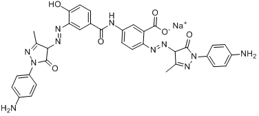 CAS:80435-40-1_2-[[1-(4-氨基苯基)-4,5-二氢-3-甲基-5-氧代-1H-吡唑-4-基]偶氮]-5-[[3-[[1-(4-氨基苯基)-4,5-二氢-3-甲基-的分子结构