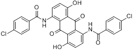 CAS:83721-56-6_N,N'-(9,10-二氢-4,8-二羟基-9,10-二氧代-1,5-联蒽基)双(4-氯苯甲酰胺)的分子结构