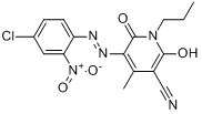 CAS:83748-27-0_5-[(4-氯-2-硝基苯基)偶氮基]-1,6-二氢-2-羟基-4-甲基-6-氧代-1-丙基-3-吡啶甲腈的分子结构