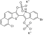 CAS:85391-39-5_5-溴-2-[9-氯-3-(磺氧基)萘并[1,2-B]噻吩-2-基]-1H-吲哚-3-酚硫酸氢酯二钾盐的分子结构