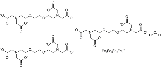 CAS:91154-97-1_亚乙基双(氧亚乙基次氮基)四乙酸铁(III)盐水合物的分子结构