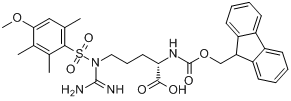 CAS:98930-01-9_N-Fmoc-N'-(4-甲氧基-2,3,6-三甲基苯磺酰基)-L-精氨酸的分子结构