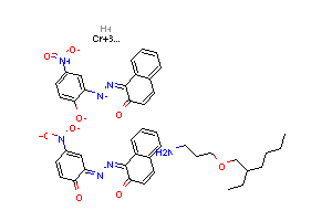 CAS:72812-35-2_[二[1-[(2-羟基-5-硝基苯基)偶氮]-2-萘酚合(2-)]铬酸(1-)氢盐与3-[(2-乙基己基)氧基]-1-丙胺(1：1)]的化合?的分子结构