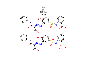 CAS:73018-84-5_双[2-[[[4-羟基-3-[[2-氧代-1-[(苯基氨基)羰基]丙基]偶氮]苯基]磺酰基]氨基]苯甲酸合钴酸二氢钠的分子结构