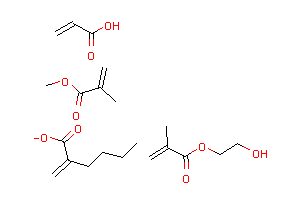 CAS:26351-99-5_2-甲基-2-丙烯酸-2-羟乙酯单体与2-丙烯酸丁酯、2-甲基-2-丙烯酸甲酯和2-丙烯酸的聚合物的分子结构