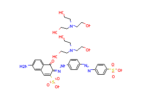 CAS:64683-40-5_7-氨基-4-羟基-3[[4-[(4-磺苯基)偶氮]苯基]偶氮]-2-萘磺酸与2,2',2''-次氮基三(乙醇)的化合物的分子结构